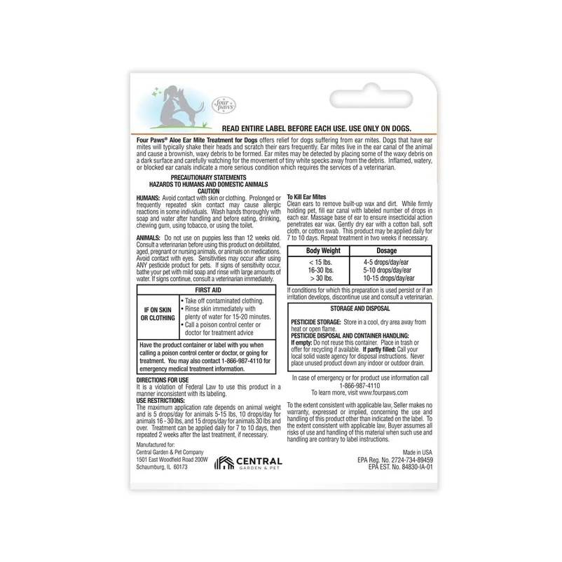 Four Paws Ear Mite Remedy for Dogs1 Four Paws Ear Mite Remedy for Dogs1